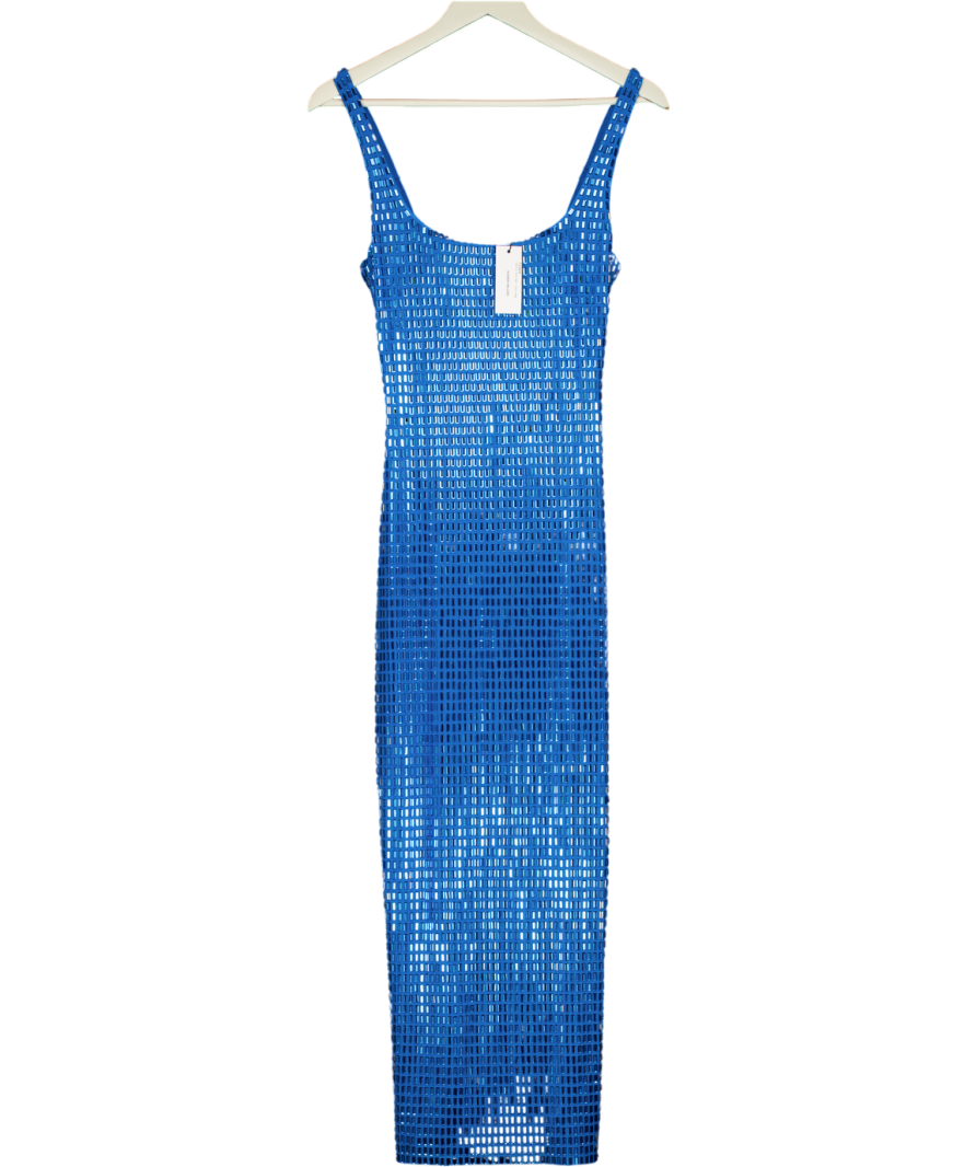 KAREN MILLEN Blue Premium Crystal Embellished Midi Dress UK XS