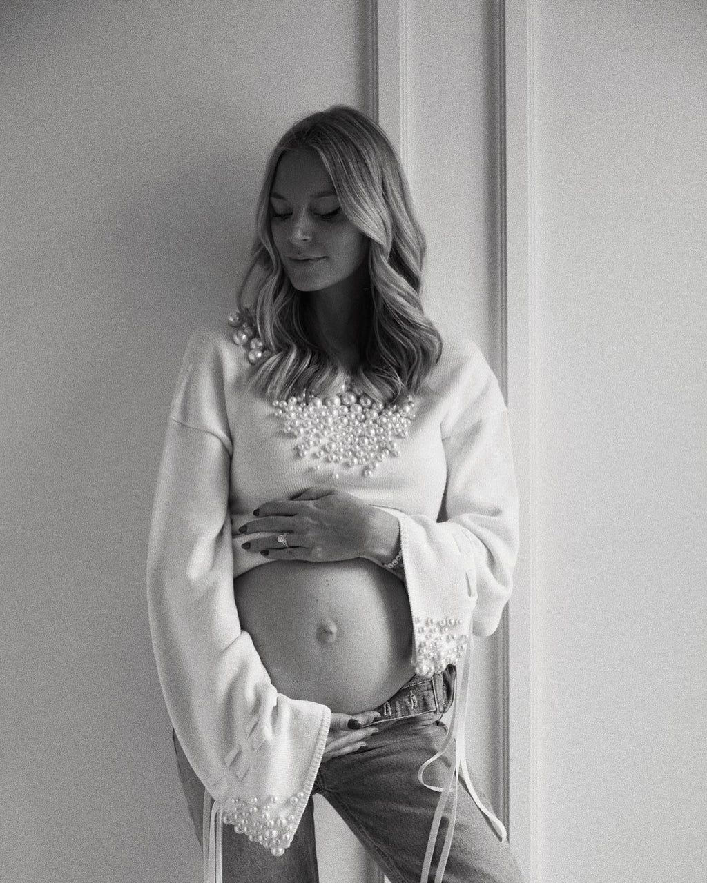 Loewe Cream Drawstring Faux Pearl-embellished Sweater UK S