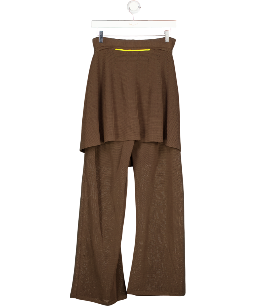 MOTF 2-piece Chocolate Brown Sheer Knit Tie Back Top & Trouser Set UK M/L