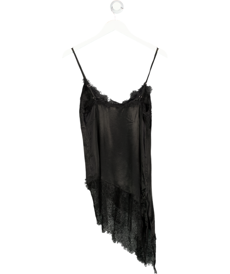 ASOS Black Satin Lace Mix Mini Slip Dress UK 8