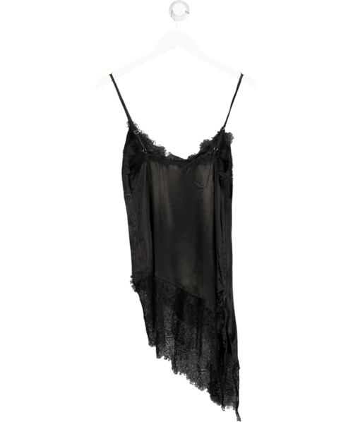 ASOS Black Satin Lace Mix Mini Slip Dress UK 8