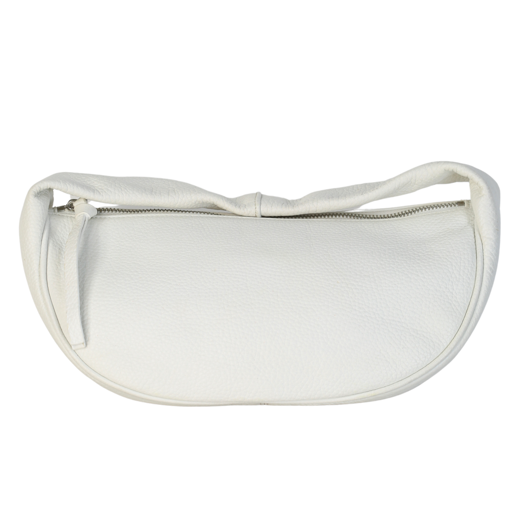 BY FAR Cush White Pebbled Leather Top Handle Bag