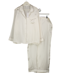 THE WHITE COMPANY Cream 100% Silk Classic Piped Pyjama Set UK XL