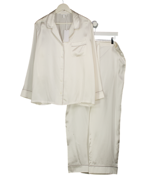 THE WHITE COMPANY Cream 100% Silk Classic Piped Pyjama Set UK XL