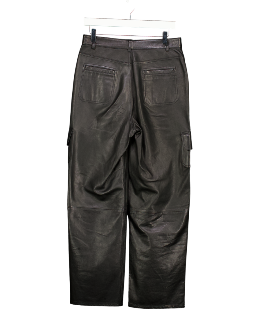 GERARD DAREL Black Real Leather Cargo Trousers UK 10