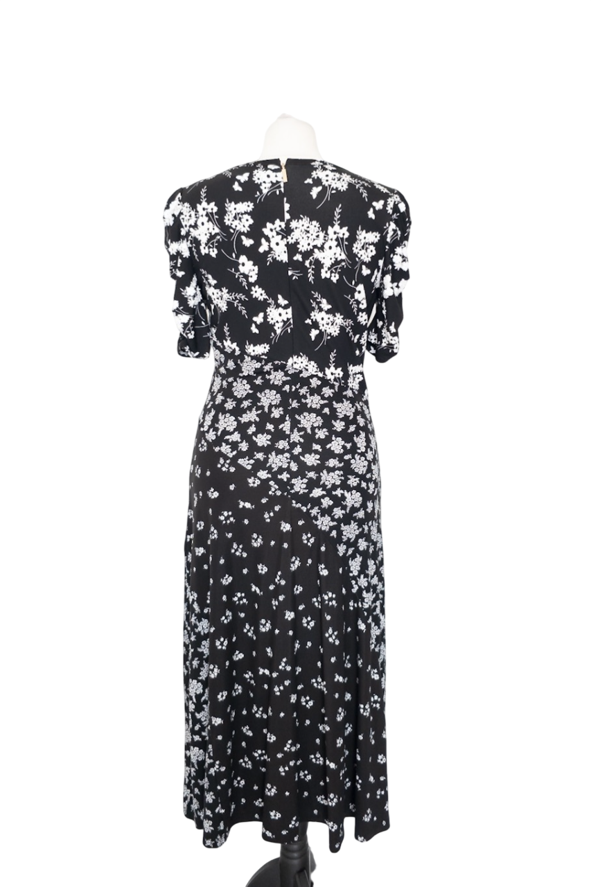 Michael Kors Black Mixed Floral Print Midi Dress UK M