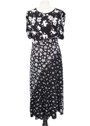 Michael Kors Black Mixed Floral Print Midi Dress UK M