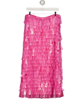 Warehouse Pink Fringe Cut Out Sequin Tiered Midi Skirt UK 14