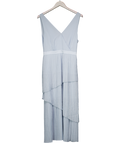 Ted Baker Blue Sleeveless V-neck Plisse Tiered Maxi Dress UK 10