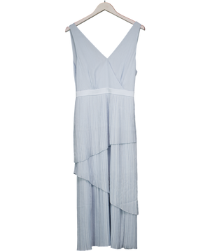 Ted Baker Blue Sleeveless V-neck Plisse Tiered Maxi Dress UK 10