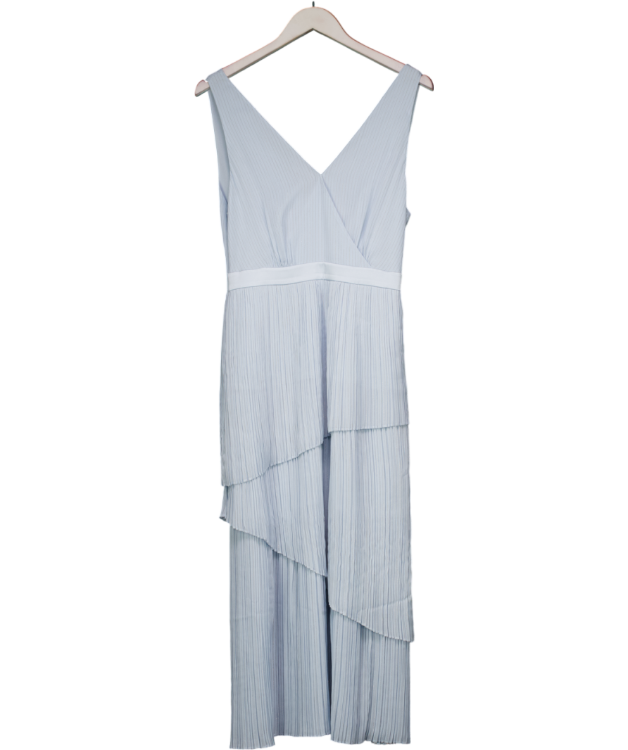 Ted Baker Blue Sleeveless V-neck Plisse Tiered Maxi Dress UK 10