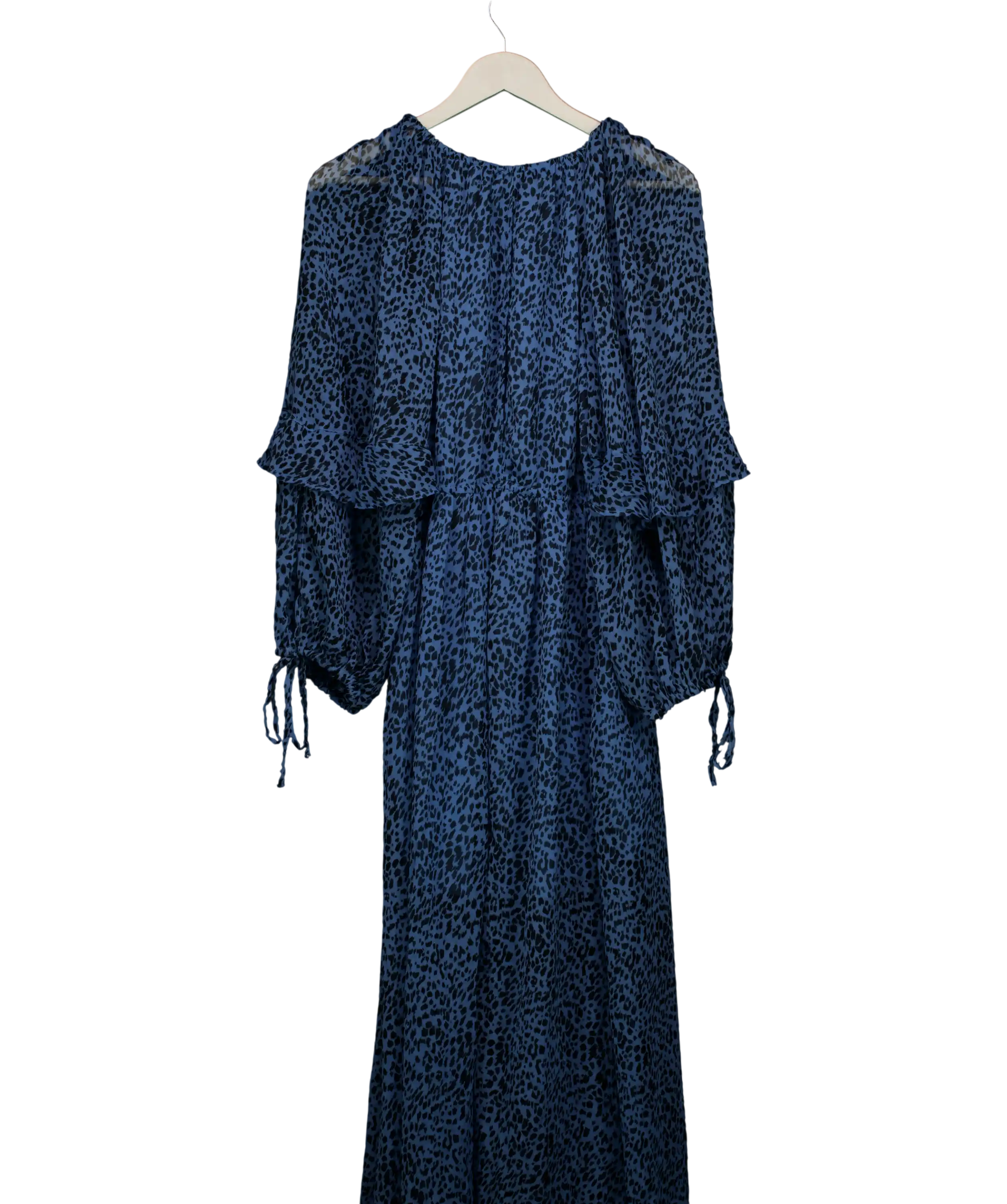 Topshop Blue Animal Leopard Print Midi Dress UK 14