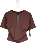 WHITE FOX Brown Destination Unknown Cinched Waist Boxy Tee UK S