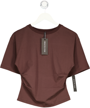 WHITE FOX Brown Destination Unknown Cinched Waist Boxy Tee UK S