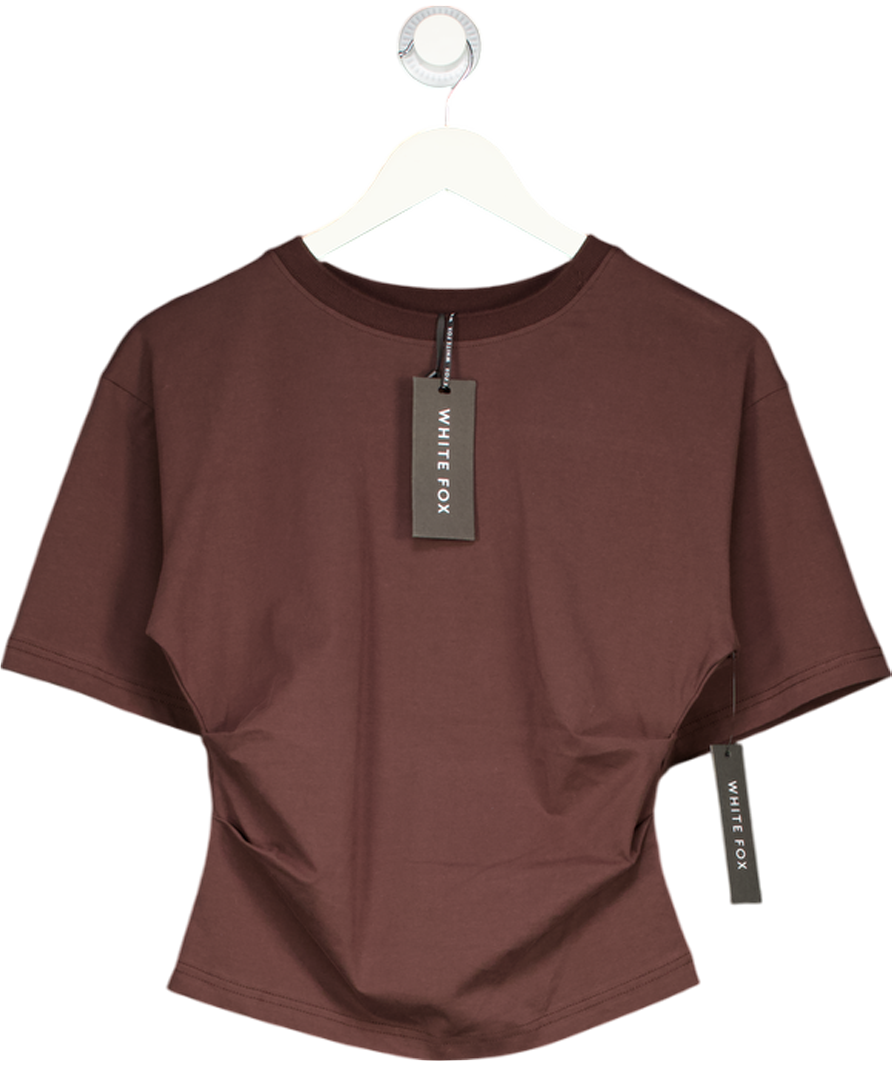 WHITE FOX Brown Destination Unknown Cinched Waist Boxy Tee UK S