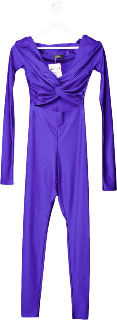 The Andamane blue / purple Kendall Shiny Stretch Lycra Jumpsuit UK XS
