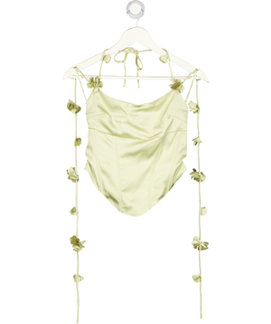 WANDERDOLL Sage Green Esmerelda Floral Corset Top UK 8