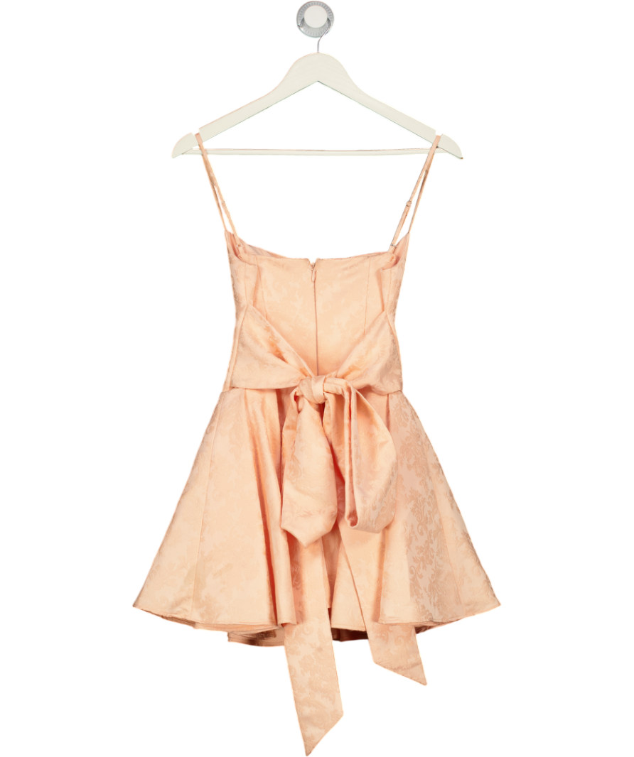 HOUSE OF CB Peach Pink Rosalinda Jacquard Mini Bow Gown UK XS