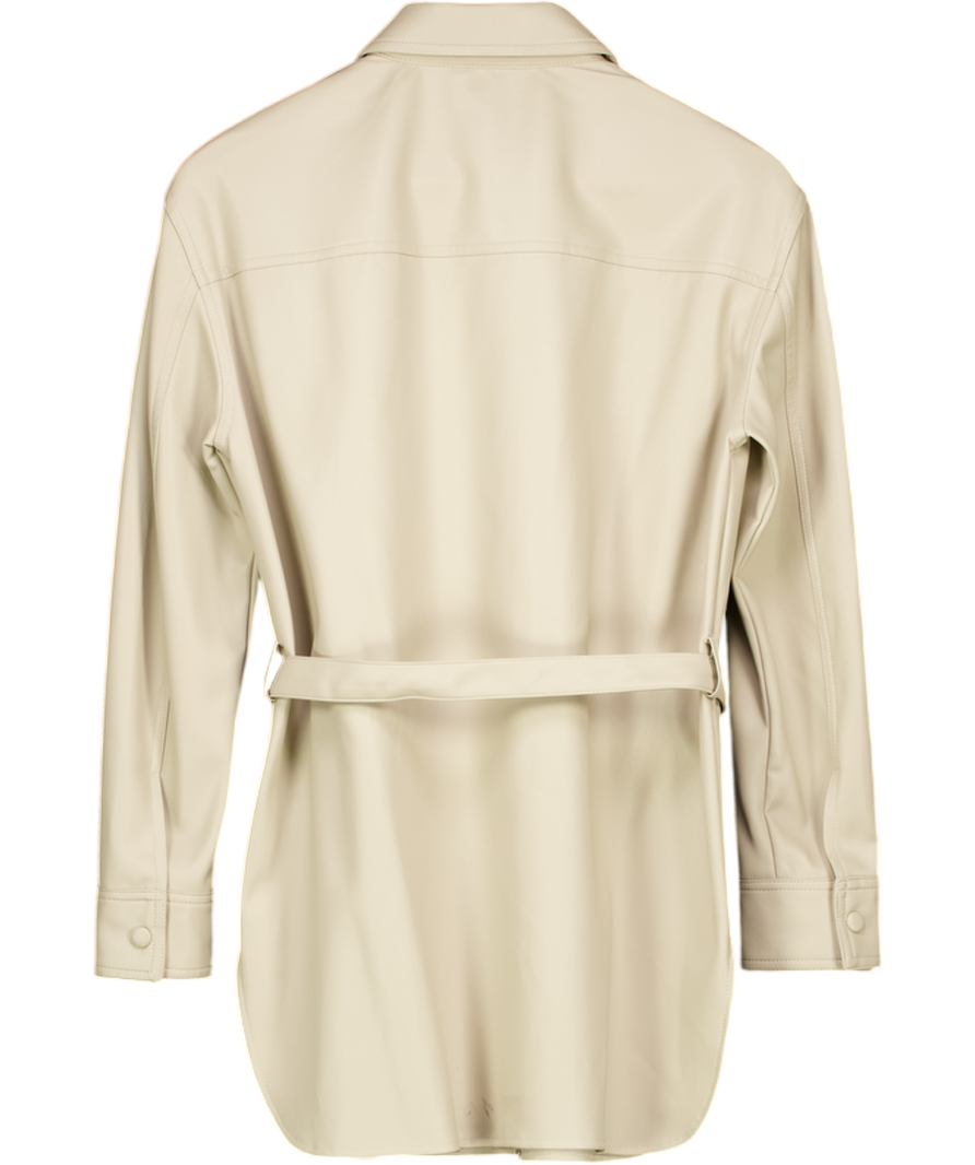 MESHKI Beige Faux Leather Jacket UK XS