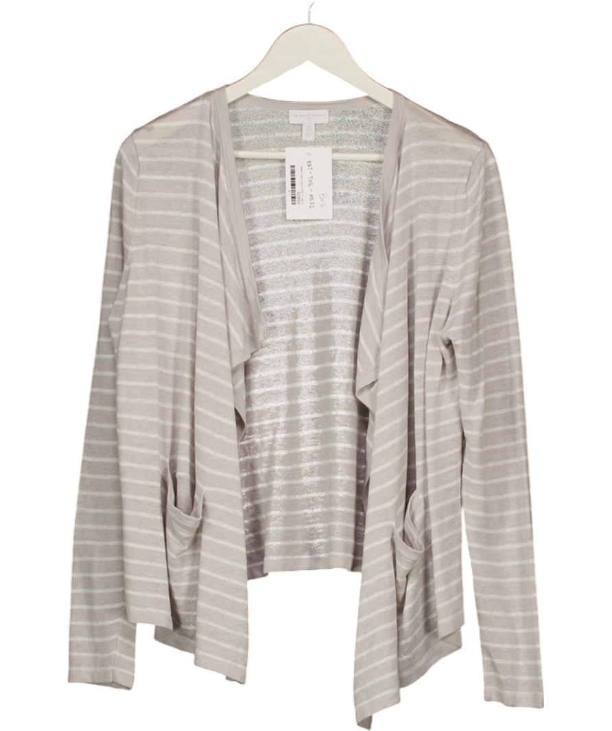 THE WHITE COMPANY Light Grey Linen Knit Waterfall Cardigan UK 14