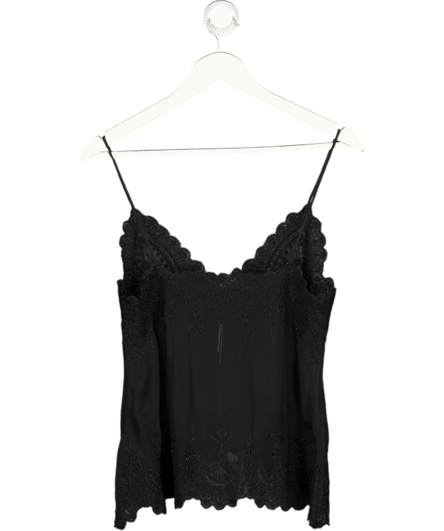 ZARA Black Lace Dipped Hem Cami Top UK XS