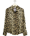SILKSILKY Brown Leopard Print 100% Mulberry Silk Classic Shirt UK S