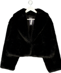 ZARA Short Black Faux Fur Jacket UK M