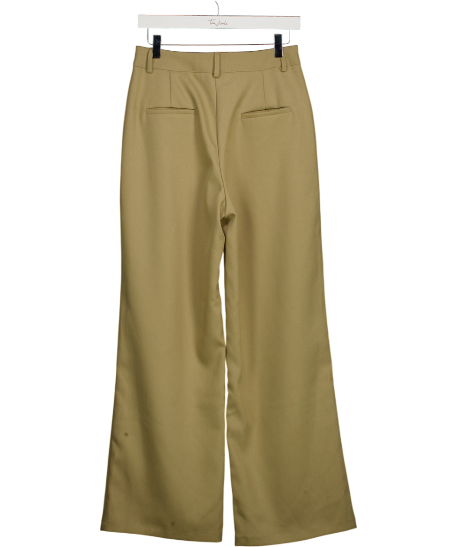 4th & Reckless Beige Camel Pleated Wide Leg Trousers UK 10