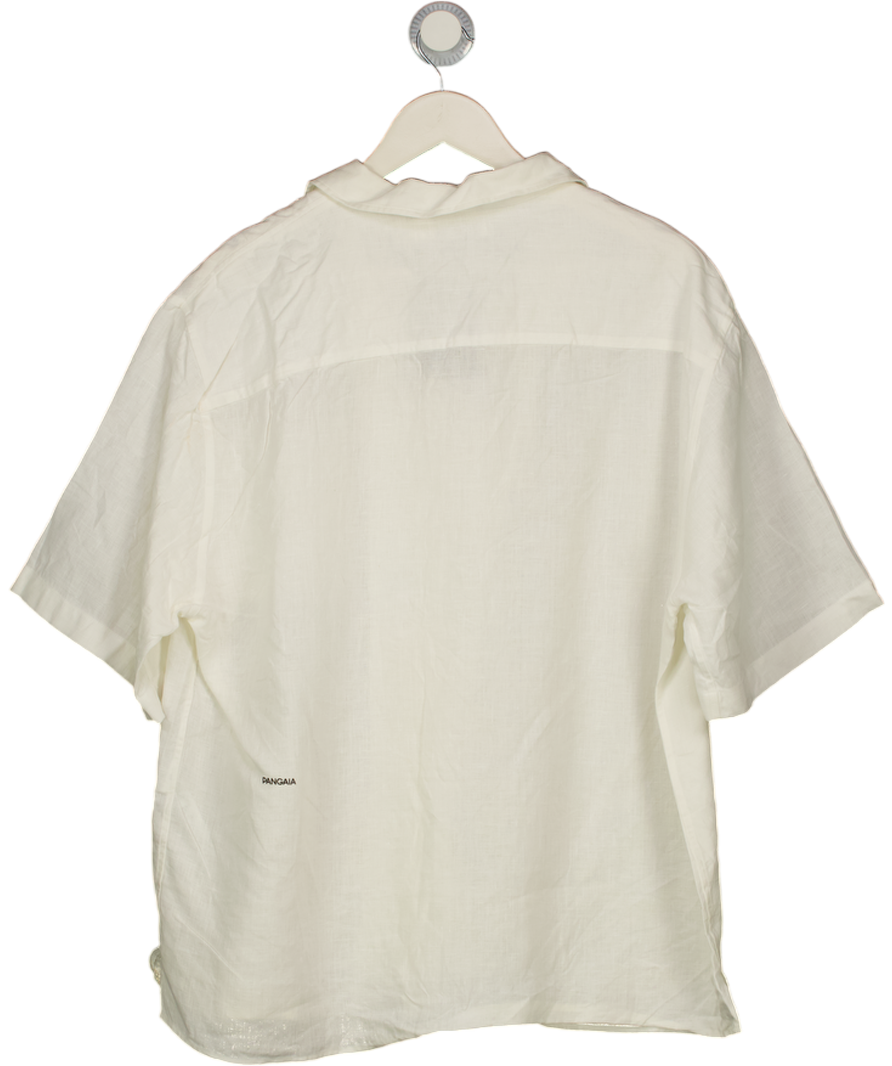 PANGAIA White Linen Shirt Dna Linen Camp Collar Shirt UK L
