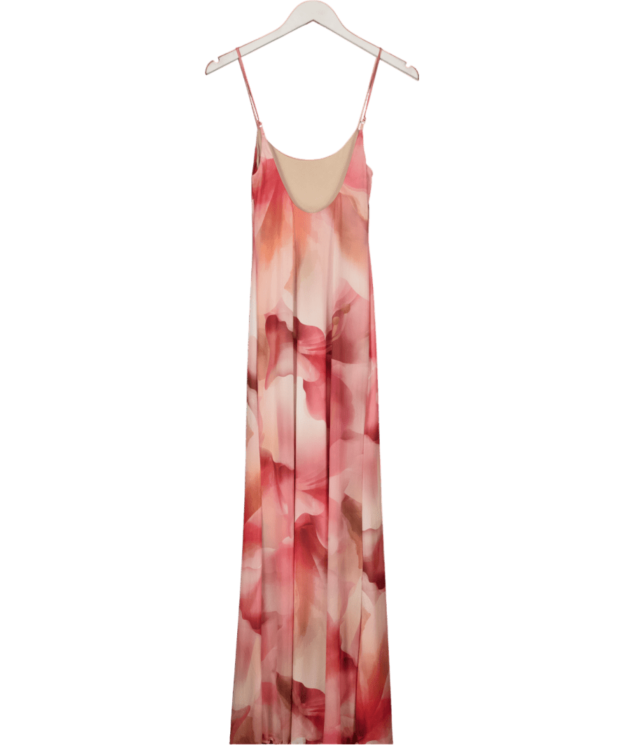 12TH TRIBE Pink Print Mesh Maxi Dress UK XS - Reliked