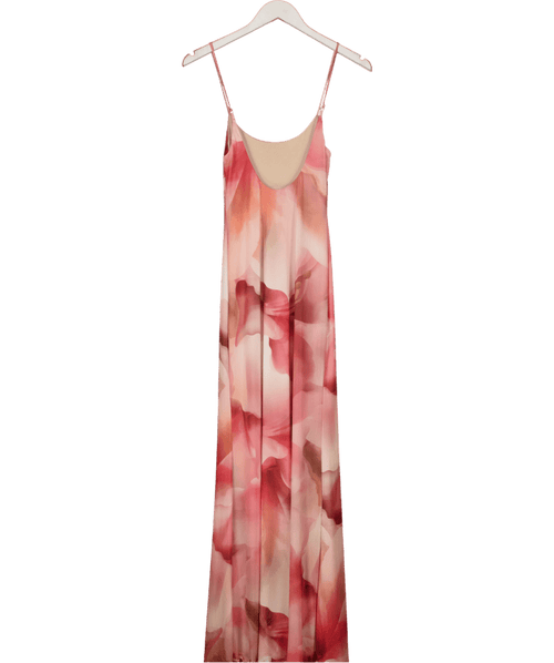 12TH TRIBE Pink Print Mesh Maxi Dress UK XS - Reliked