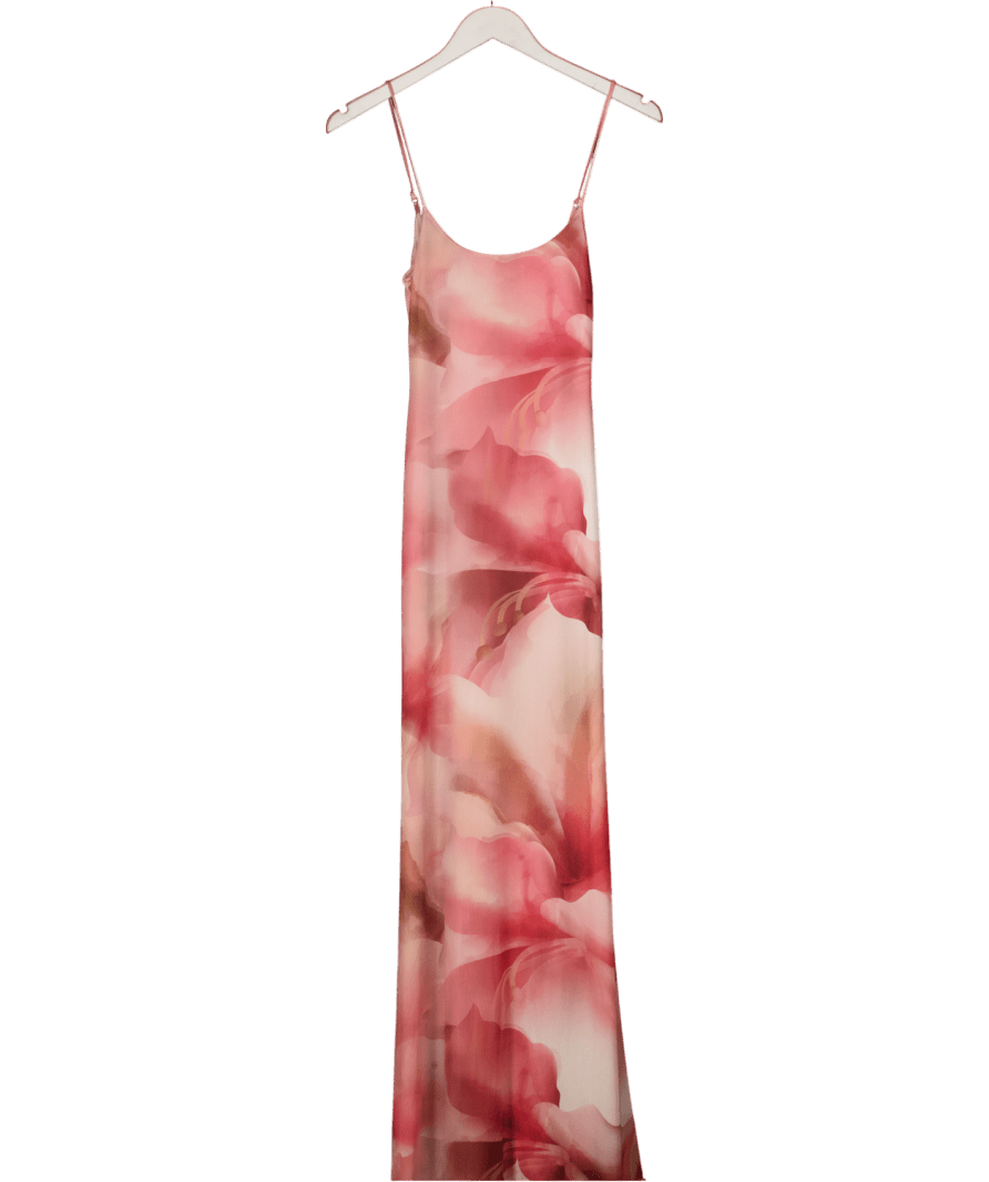 12TH TRIBE Pink Print Mesh Maxi Dress UK XS - Reliked