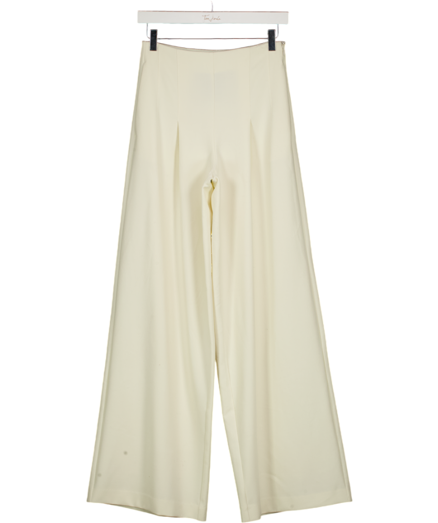 KAREN MILLEN Cream Stretch Essential Wide Leg Tailored Trouser UK 6