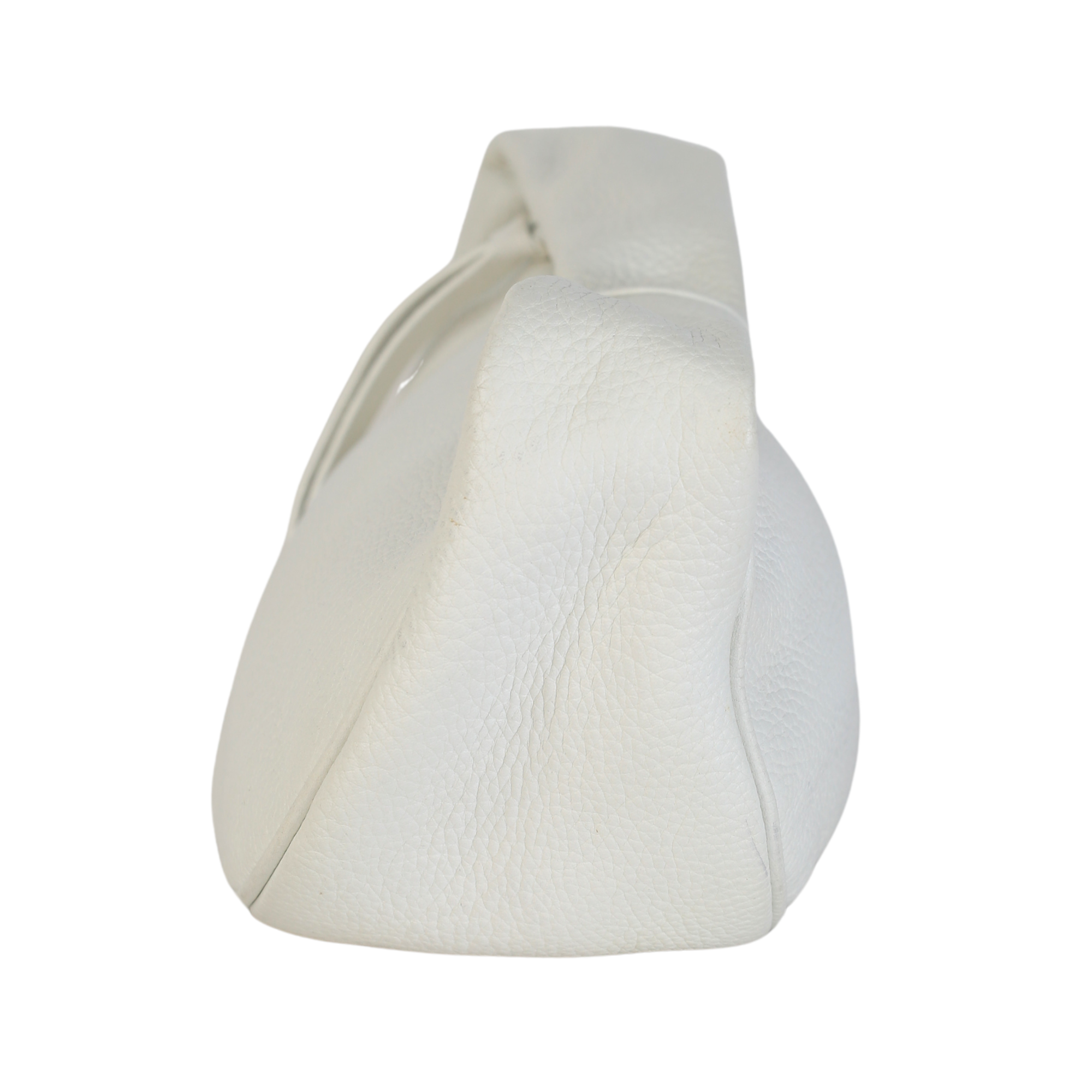 BY FAR Cush White Pebbled Leather Top Handle Bag