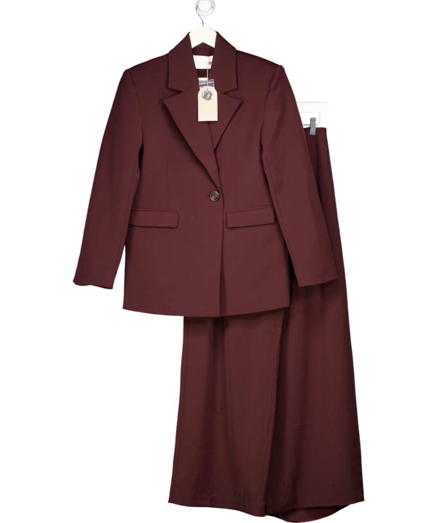 MESHKI Brown 2-piece Mateo Oversized Blazer And Wide Leg Trouser Suit - Mahogany UK XS