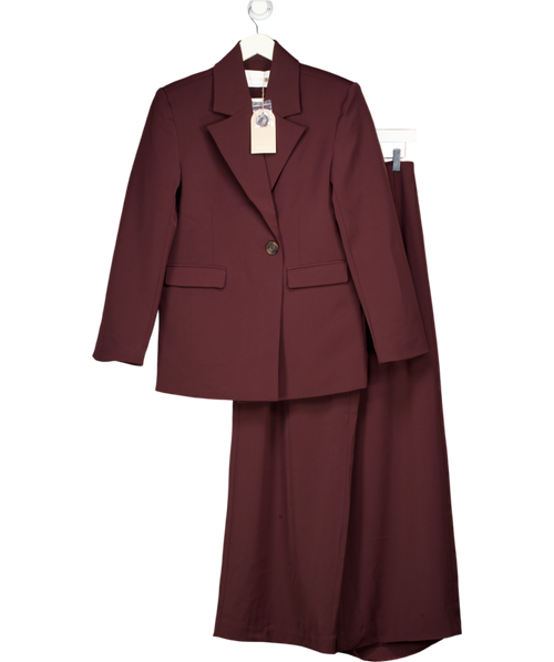 MESHKI Brown 2-piece Mateo Oversized Blazer And Wide Leg Trouser Suit - Mahogany UK XS