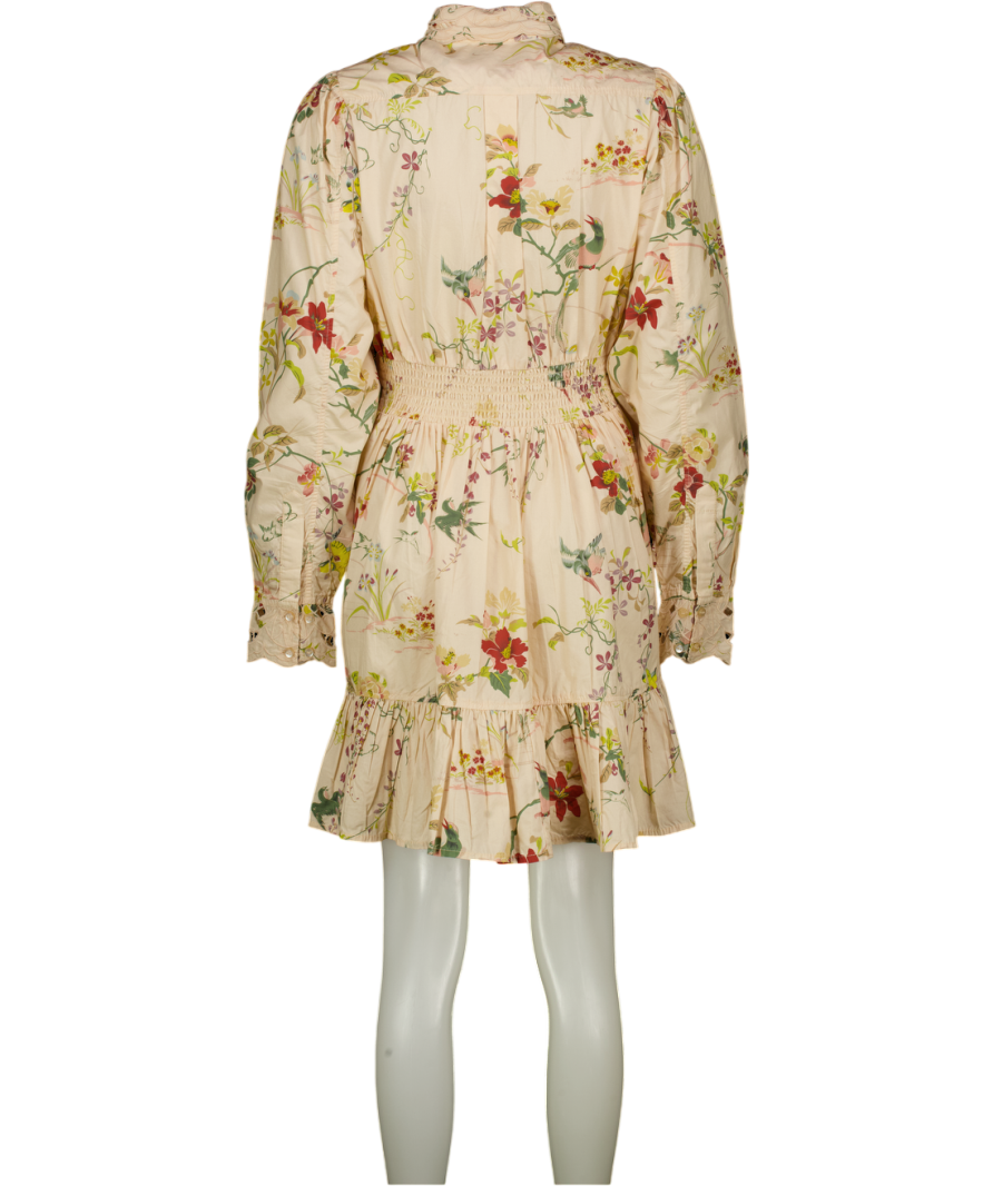 byTIMO Cream Lace Collar Mini Long Sleeved Dress - Botanical UK M