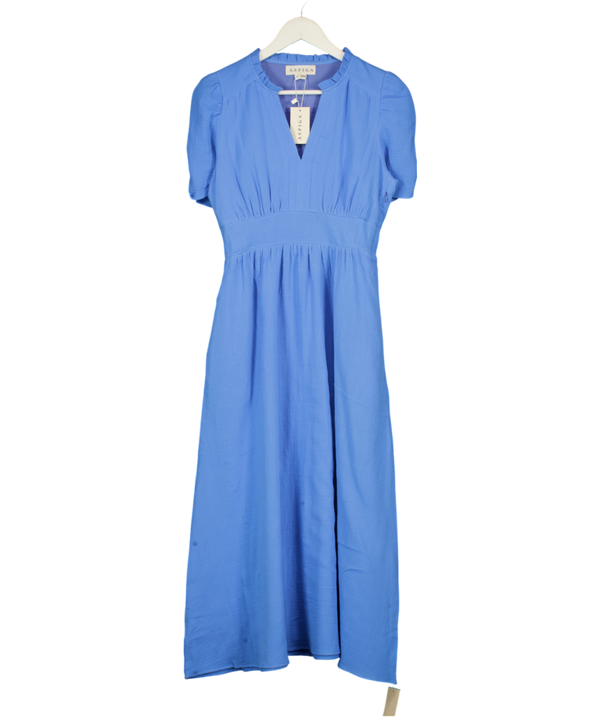 ASPIGA Cornflower Blue Esha Organic Cotton Cheesecloth Dress UK XS/S
