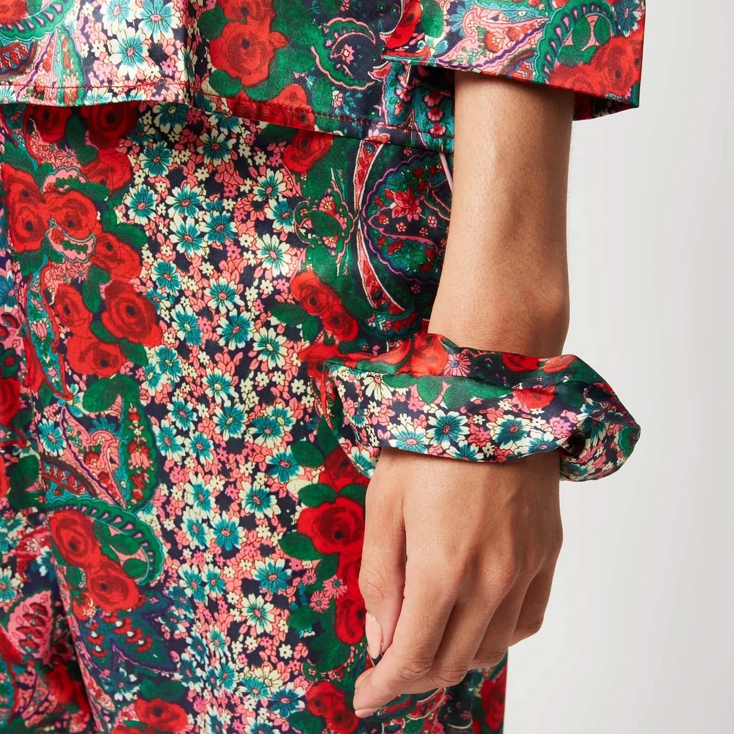 Selene Paradise Floral Print Satin Pyjama Set UK 28