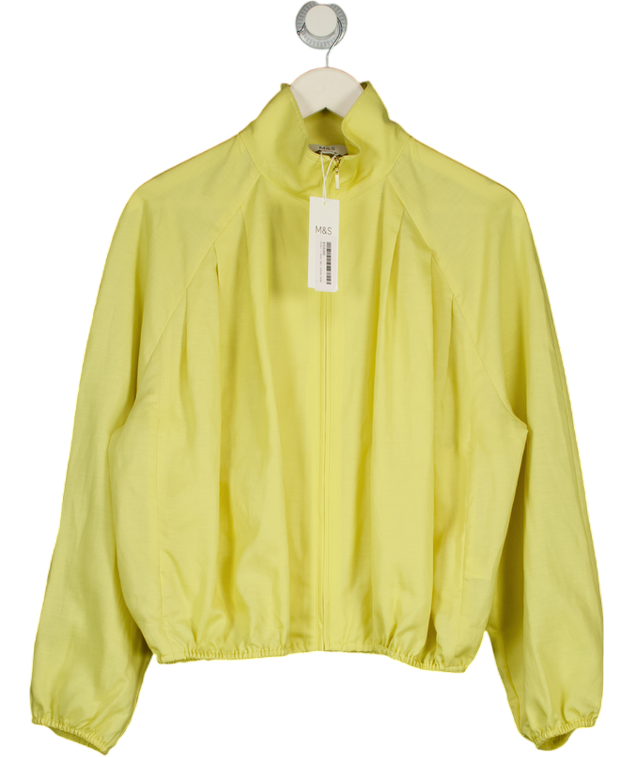 M&S Yellow Lyocell Rich Bomber Jacket With Linen UK 10
