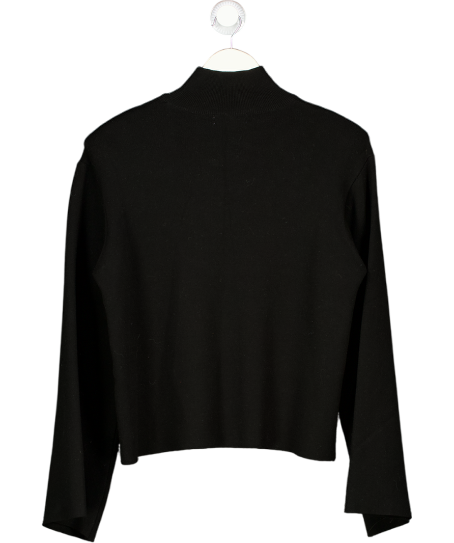 MARCELA LONDON Padded Shoulder Mock Neck Knit Black UK S/M