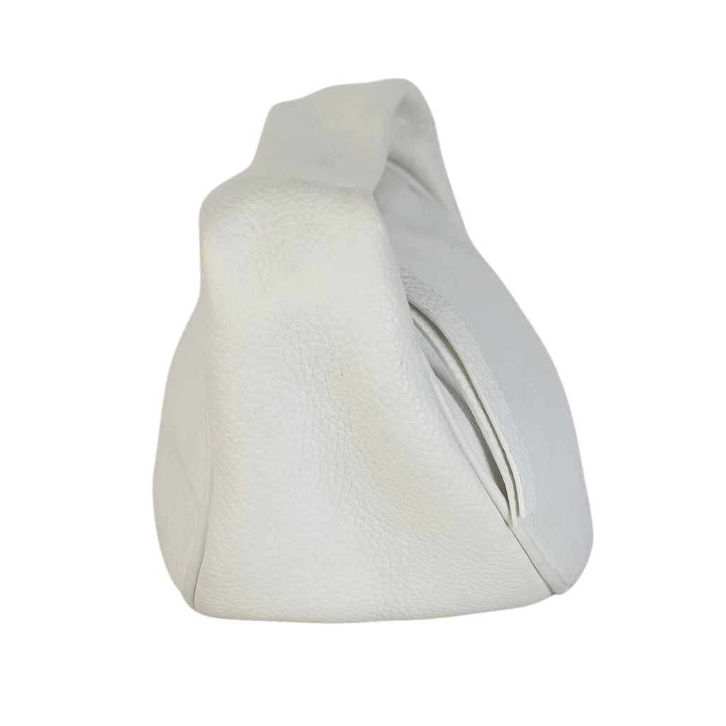 BY FAR Cush White Pebbled Leather Top Handle Bag