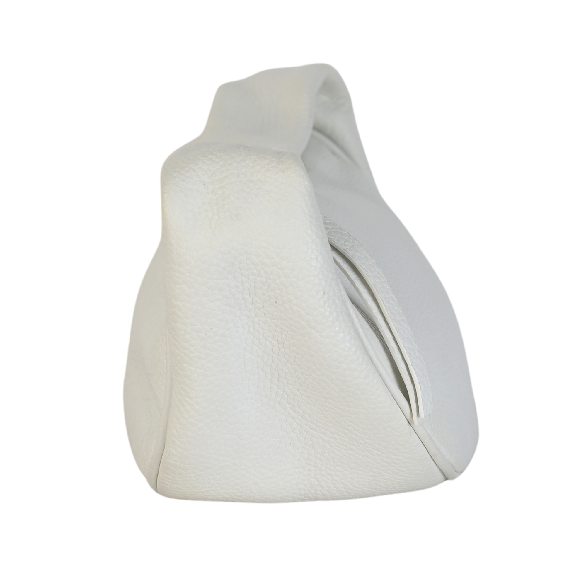 BY FAR Cush White Pebbled Leather Top Handle Bag