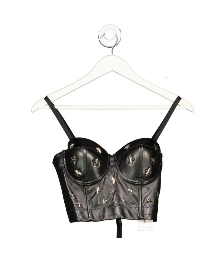 WYLDR Black Pu Leather Star Studded Bustier UK M