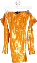 Sally Lapointe Orange Off The Shoulder Sequin Mini Dress UK 6