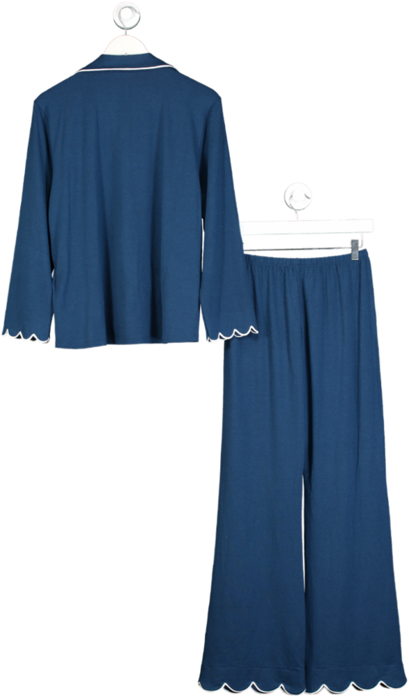 Sinead Keary Blue Scalloped Bamboo Pyjama Set UK 6