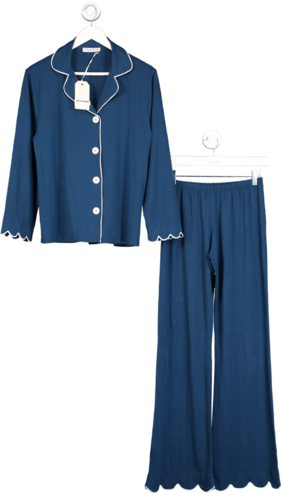 Sinead Keary Blue Scalloped Bamboo Pyjama Set UK 6