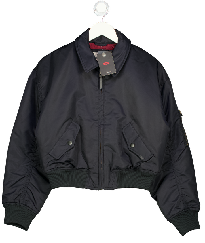 levis Blue Bowie Cropped Bomber Jacket UK M
