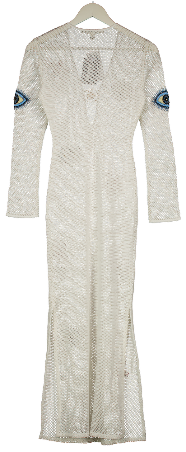 RIVER ISLAND White Embroidered Knit Maxi Beach Dress UK S/M – Reliked