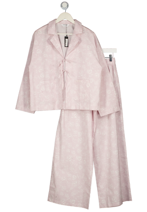 LOUNGE UNDERWEAR 2-piece Pink Floral Cotton Pyjama Set UK S